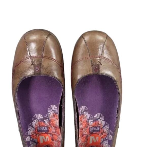 Merrell Shoes Womens 7 Ballet Flat Active Fashion Leather Comfort Charm Espresso - Picture 8 of 12